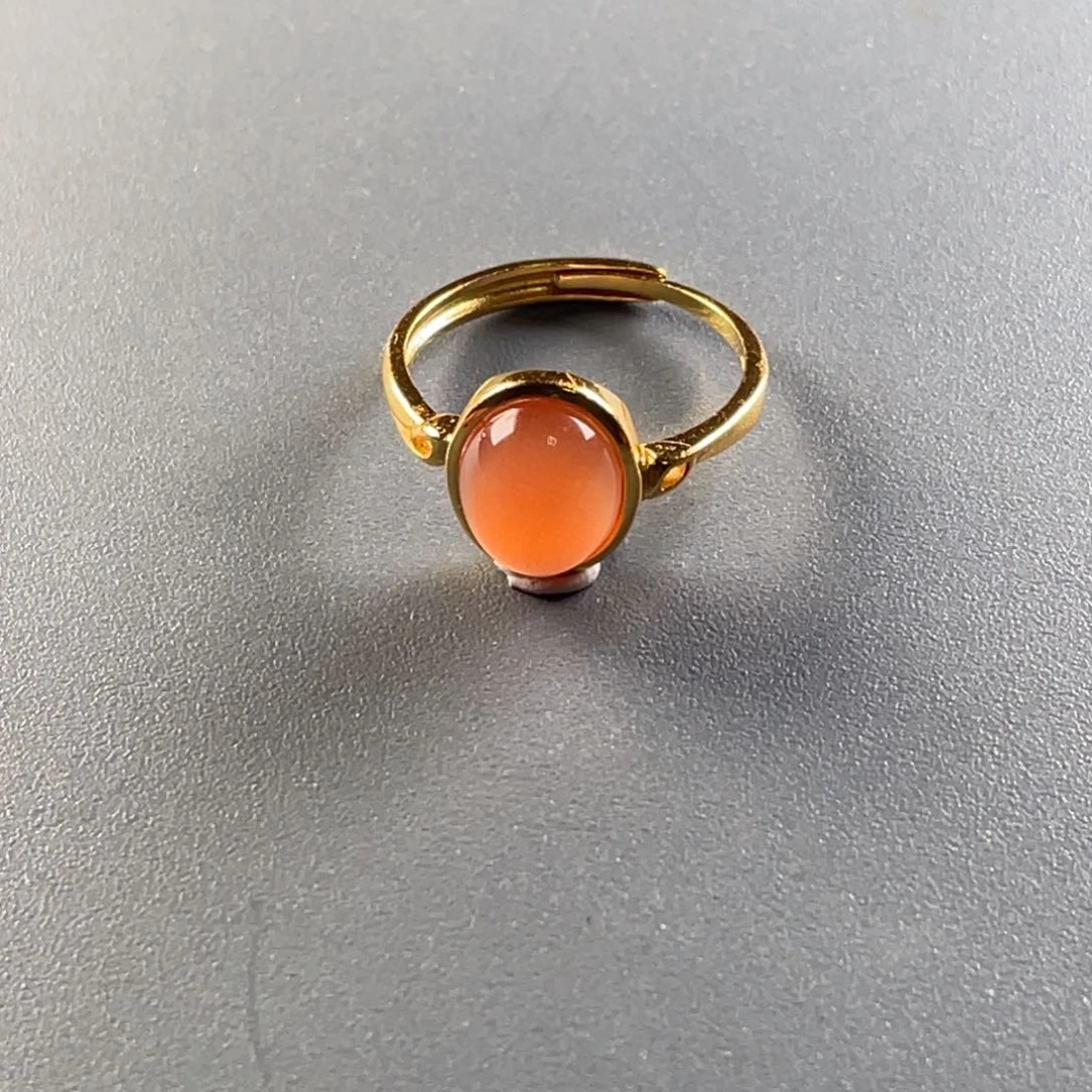 南红玛瑙保山天然原矿杨柳冰红女戒银S925镀金镶嵌