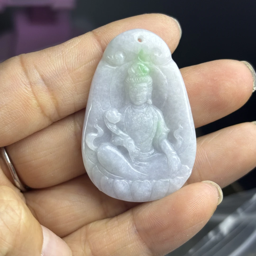天然玉石翡翠观音吊坠