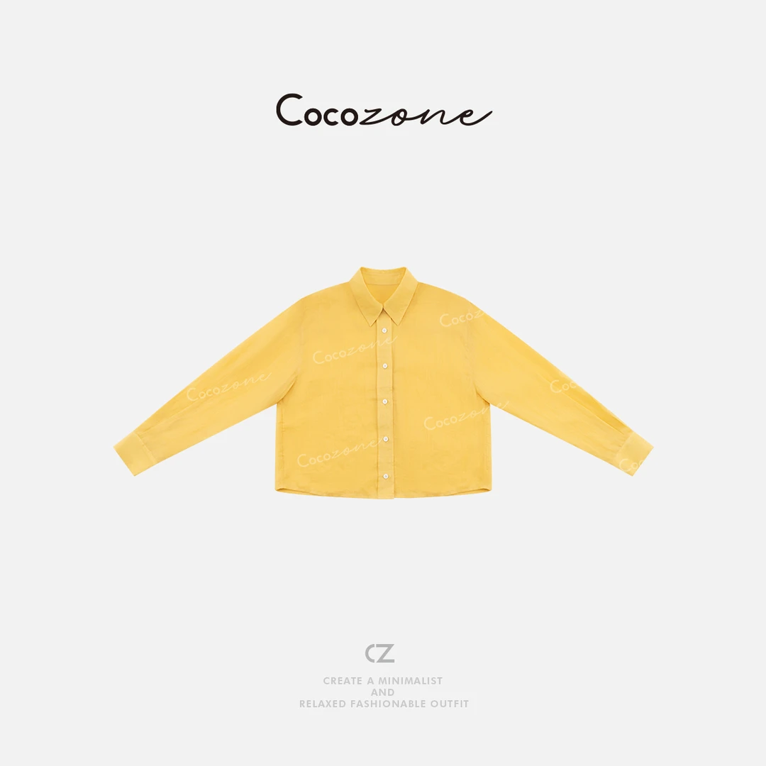 COCO ZONE 刘一一 【100苎麻】复古度假风显白翻领衬衫CD1A0812