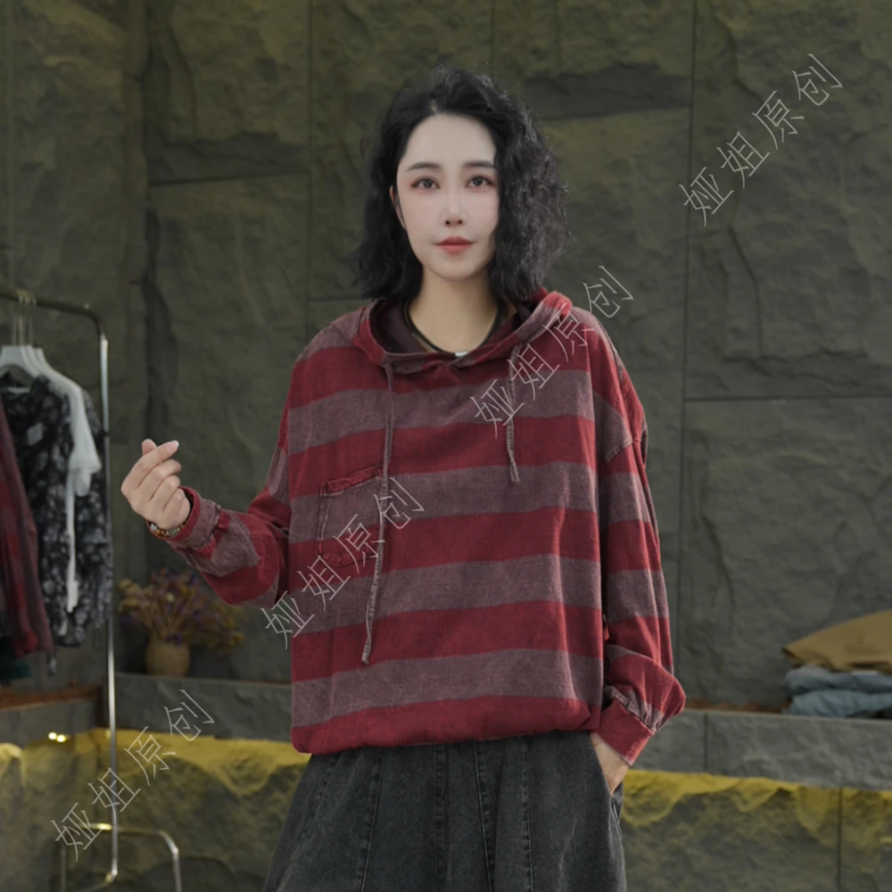 G34 秋季新款短袖连帽卫衣慵懒风女装宽松休闲长袖大版秋款帽衫