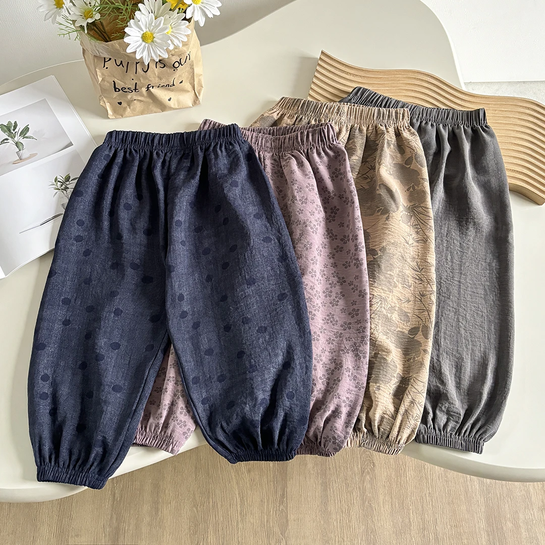 儿童夏季防蚊裤薄款休闲百搭抖抖裤宽松透气长裤中性款阔腿韩版