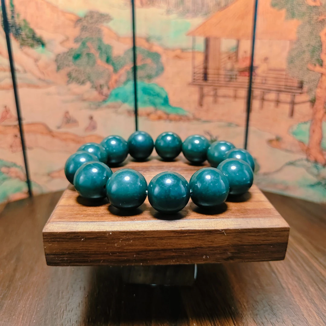 D和田玉圆珠手串（卡18）0558