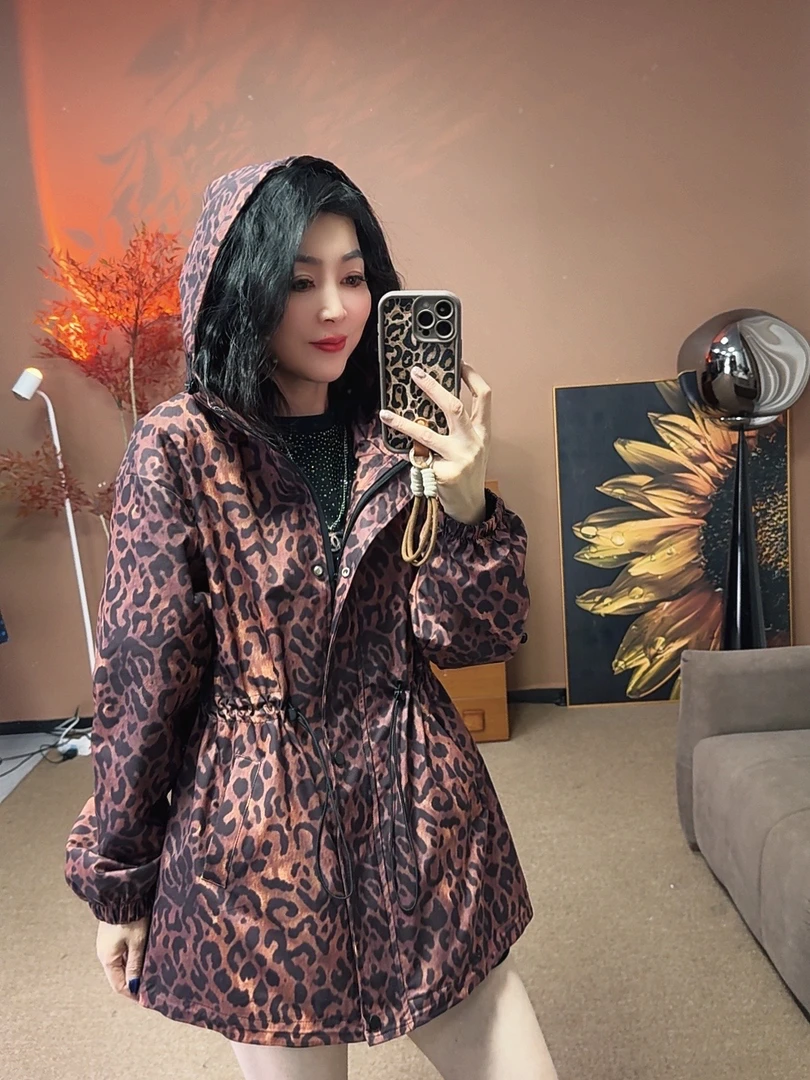 JUAN【豹纹】中长款宽松休闲百搭秋季新款高端女士风衣