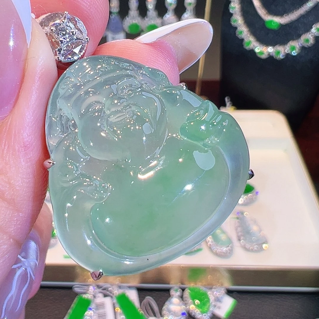 翡翠18K金镶嵌吊坠(不含链)翡翠