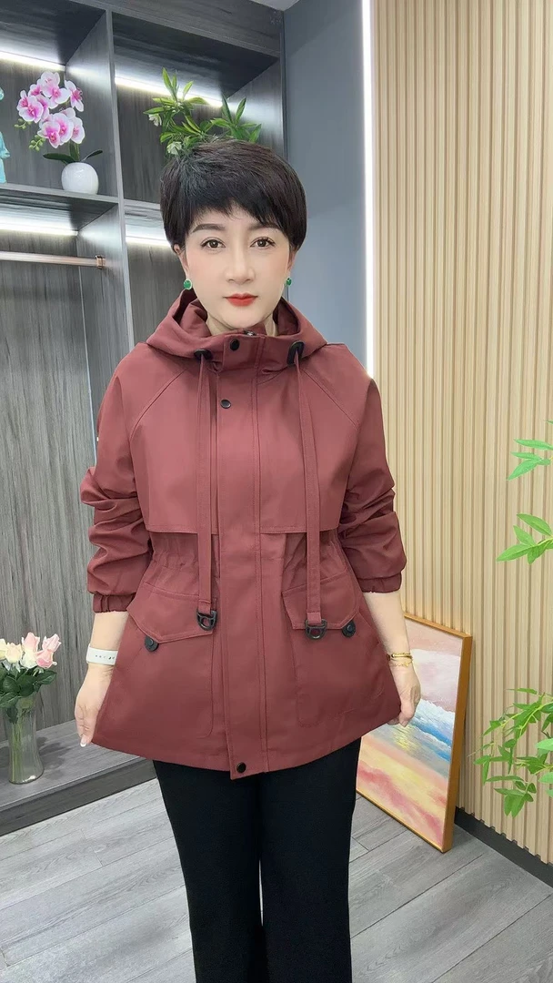 8503连帽风衣外套  洋气妈妈装