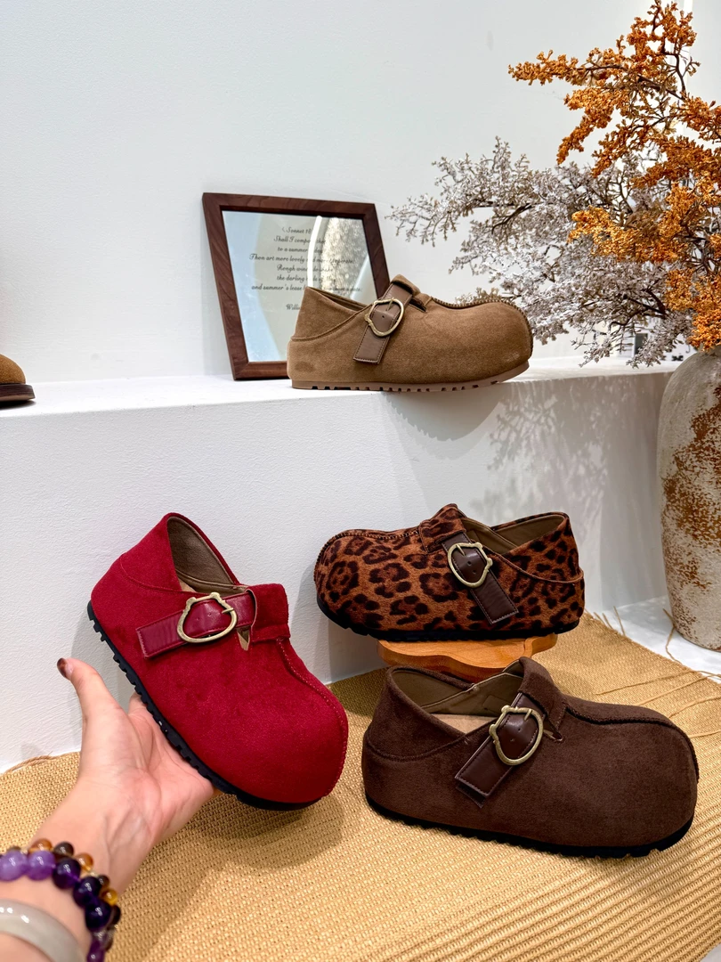 雯雯2025秋季新款厚底内增高勃肯鞋女复古休闲时尚丑萌两穿女单鞋