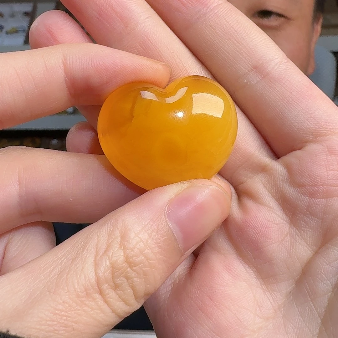 琥珀颈饰未镶嵌tx焦皮爱心