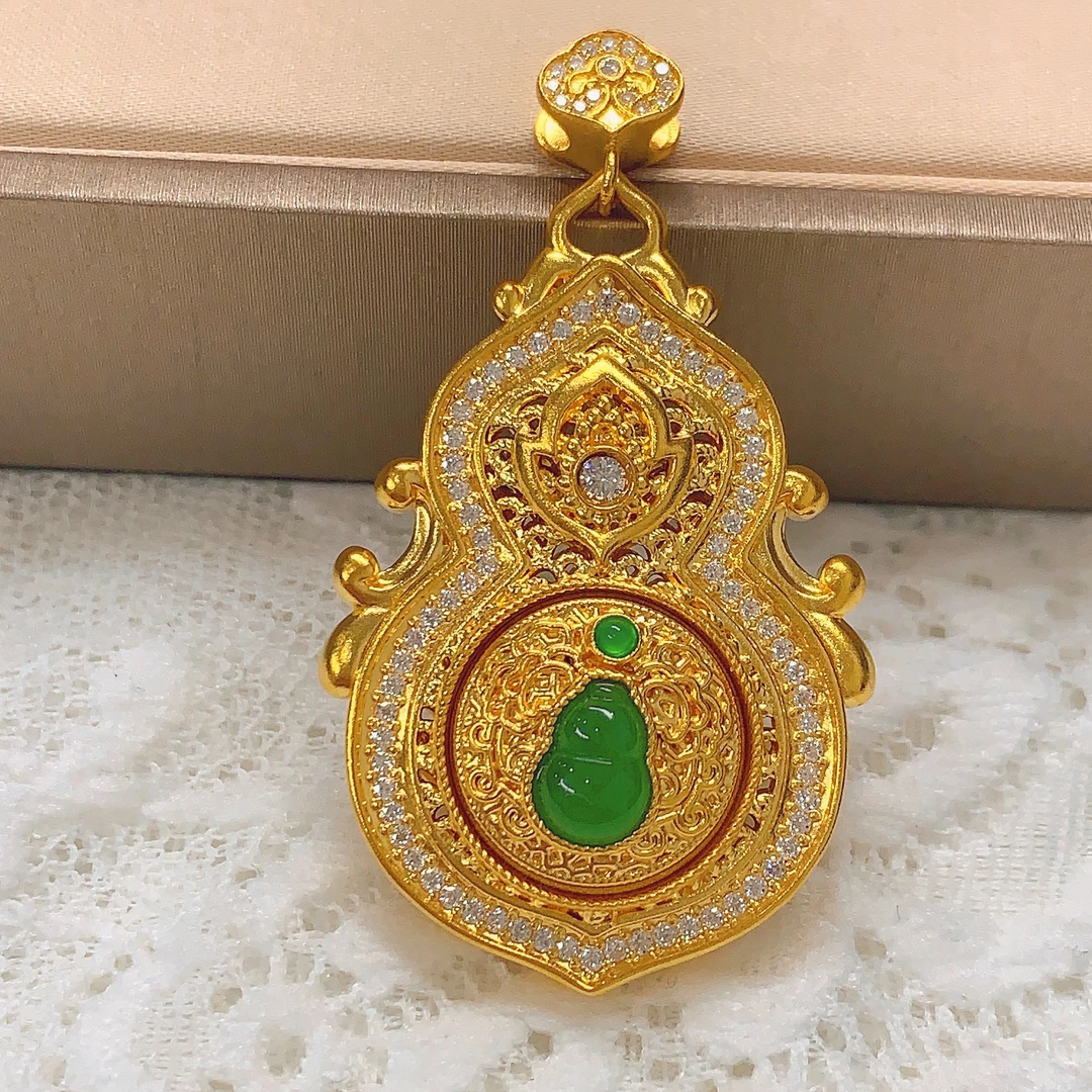 【水贝黄金】999足金5D葫芦福禄黄金吊坠X300