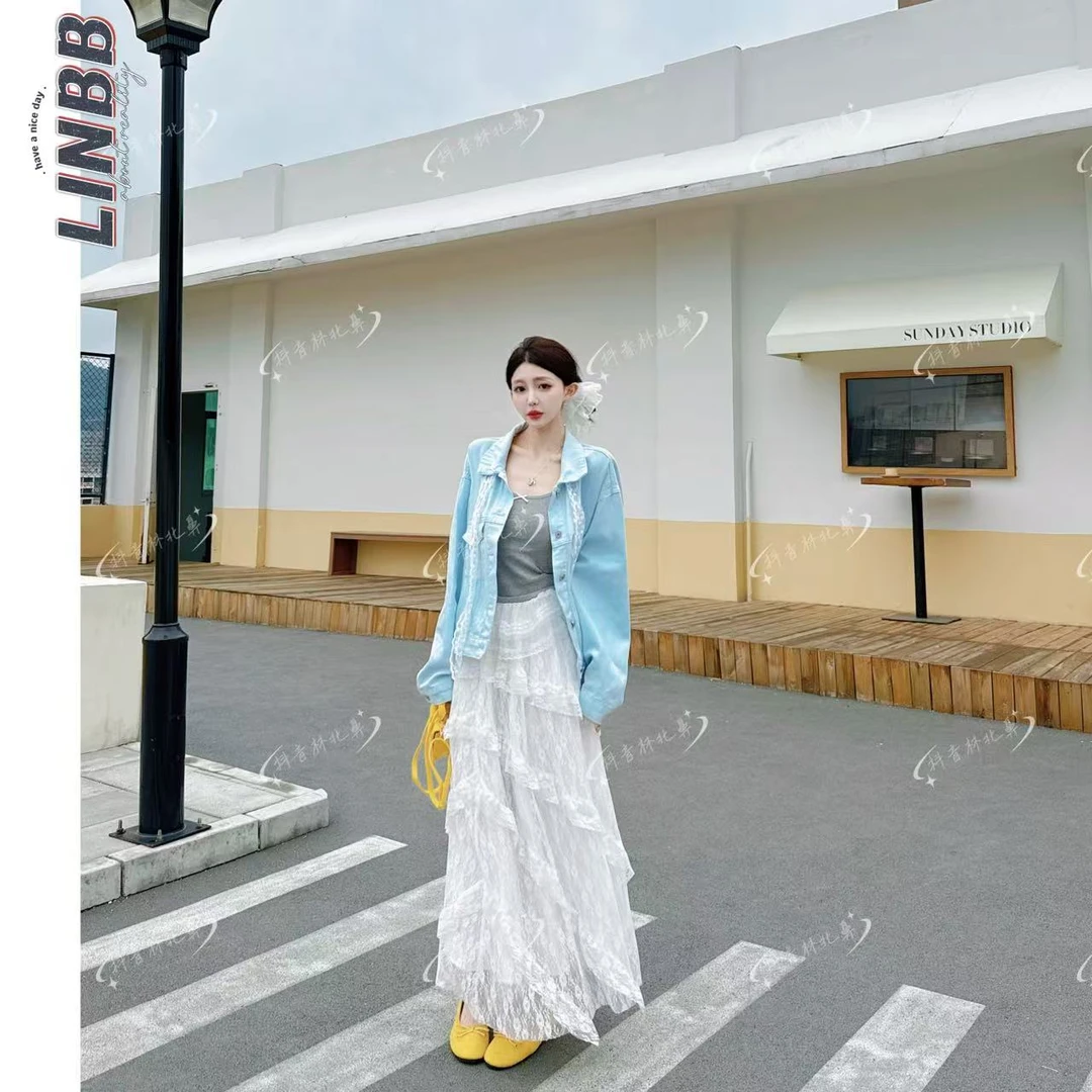 林北鼻-【冰激凌】韩单夏日超薄棉感马卡龙牛仔外套