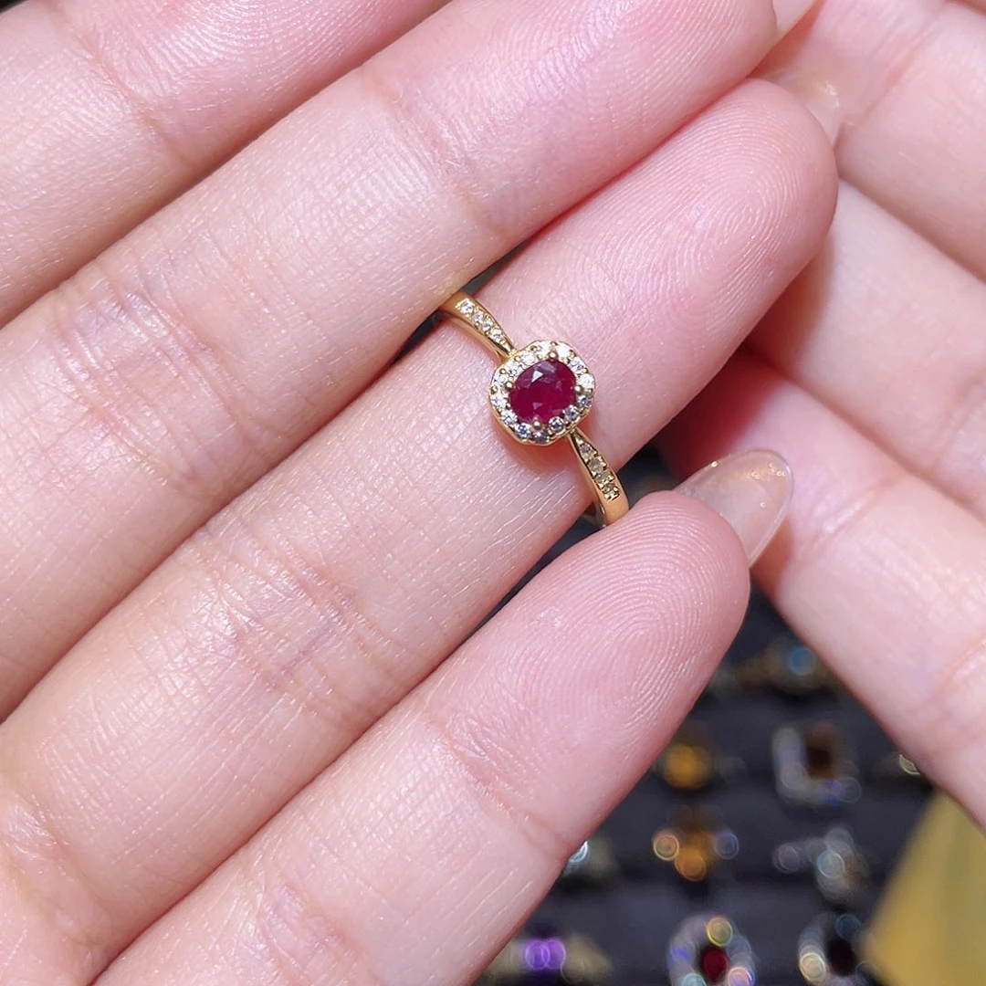 红宝石戒指银S925镶嵌