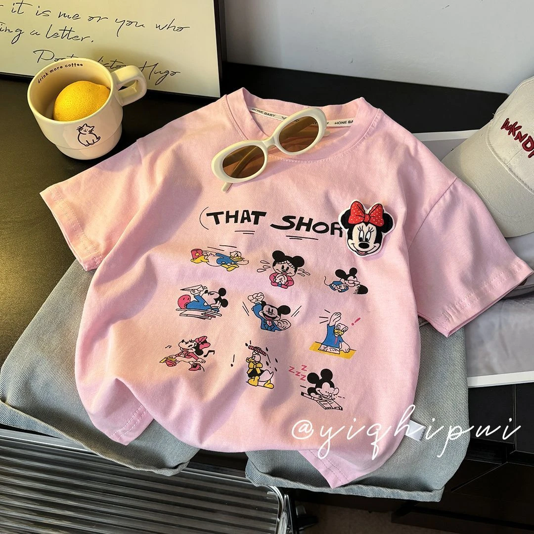 夏季新款纯棉短袖t恤2025年款衣服儿童男女童宝宝宽松休闲上衣潮