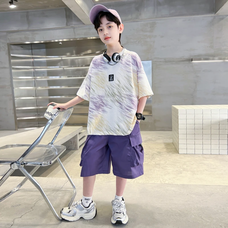 男童夏季套装2025新款夏装中大童儿童男孩夏款痞帅网红炸街薄款潮