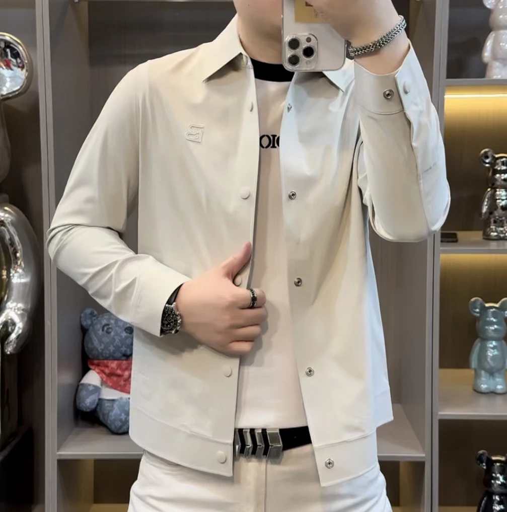 1139春秋男士新款翻领修身百搭外套休闲男外套男款时尚夹克黑色