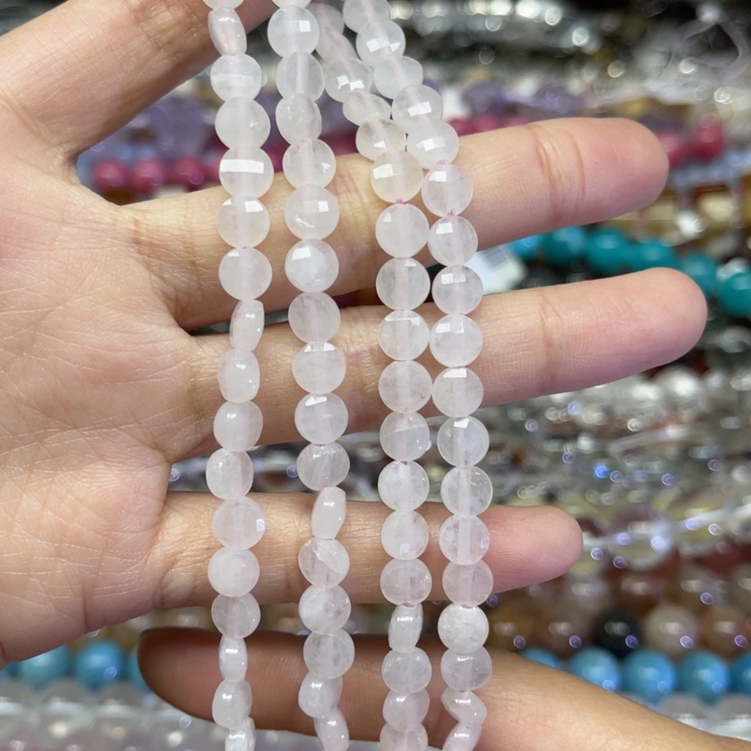 玛瑙/玉髓散珠天然粉水晶卡6.5长条38厘米