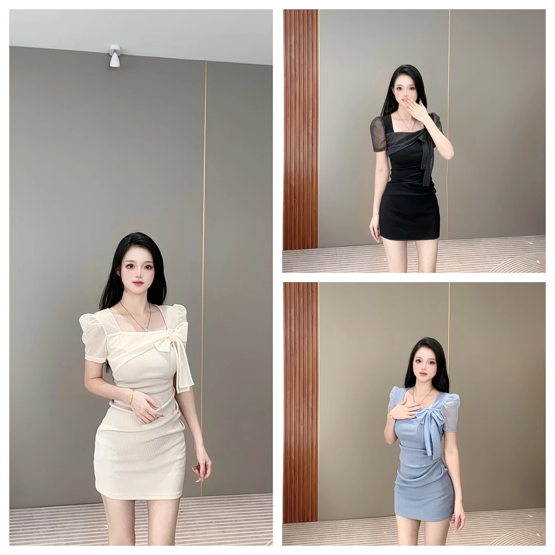 时尚通勤短袖显瘦气质连衣裙小黑裙短YLJ-0802