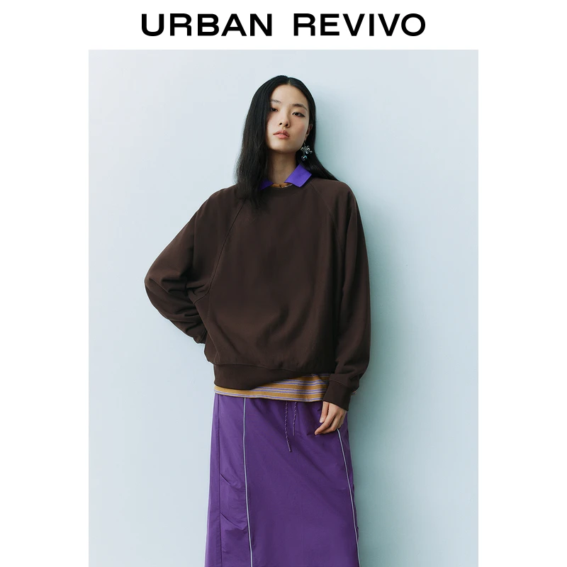 UR2025秋季新款女装时尚休闲纯色基础百搭圆领卫衣UYY450084