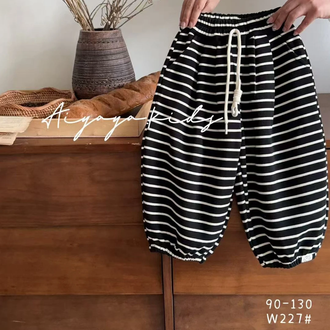 【AYY】秋季新款休闲条纹宽松儿童百搭运动裤卫裤夏季女童裤子小孩