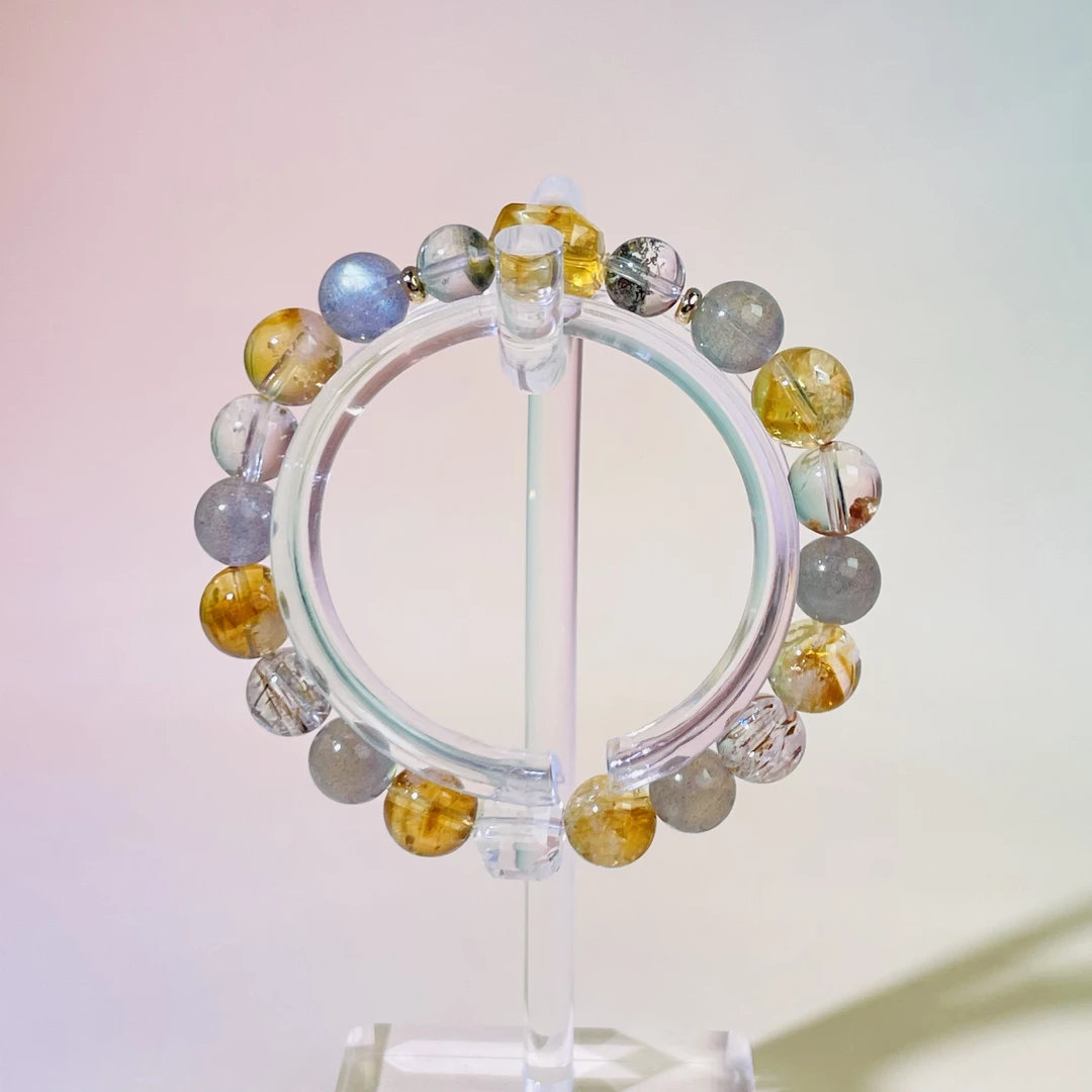 【1051 一半星辰一半才】黄塔晶灰月光幽灵等手串9mm多样性发其一Z