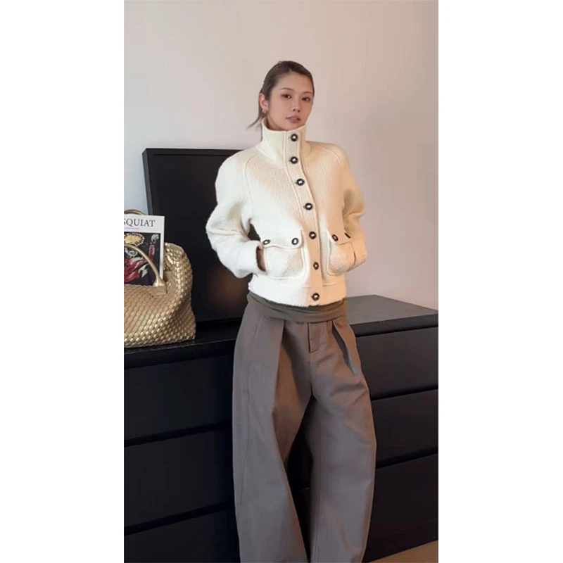 2025秋冬季通勤风修身显瘦网红穿搭外套上衣休闲简约阔腿长裤套装