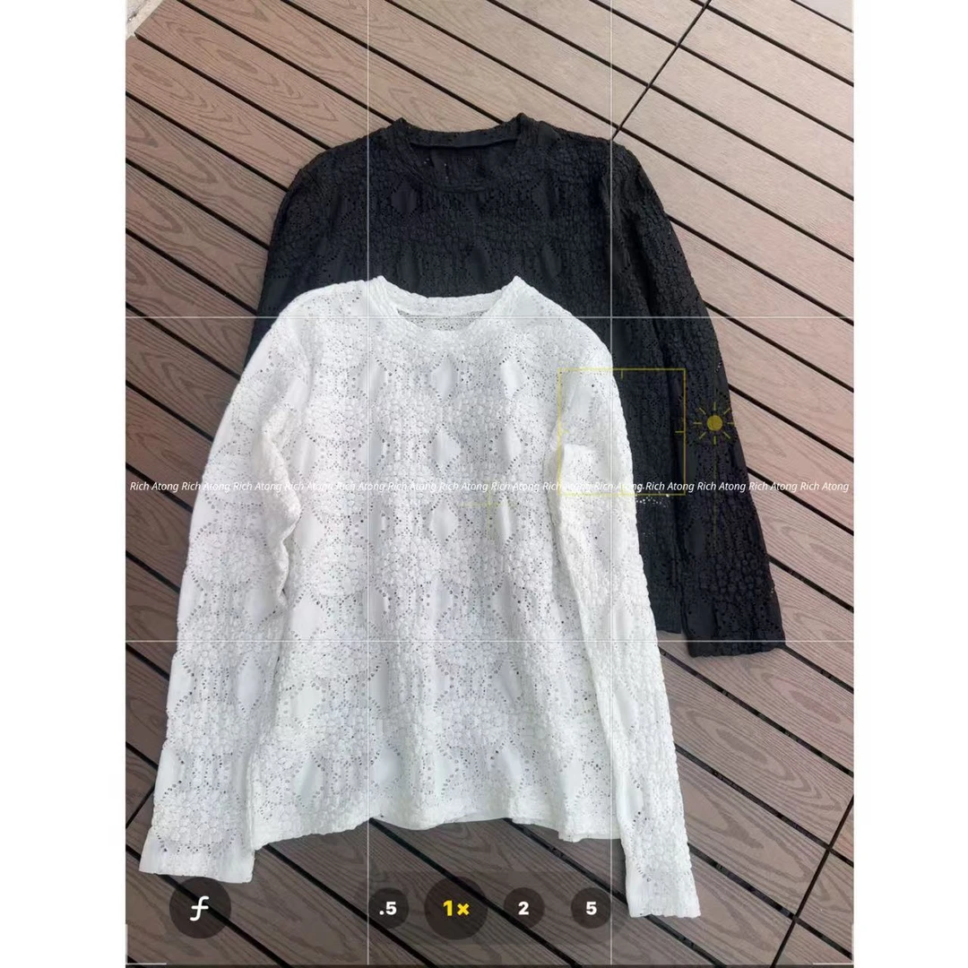 -【蕾丝上衣】-2025 春夏圆领褶皱设计感上衣0325-02