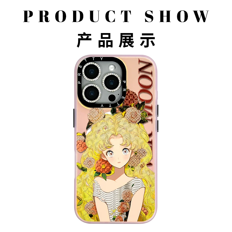 适用苹果iphone16promax 高级鎏金手机壳15/14/13蔷薇美少女