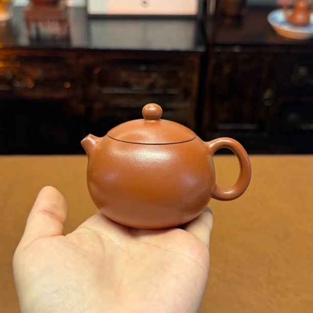 宜兴紫砂壶壶名，西施，130cc，小煤窑朱泥，全手工制作