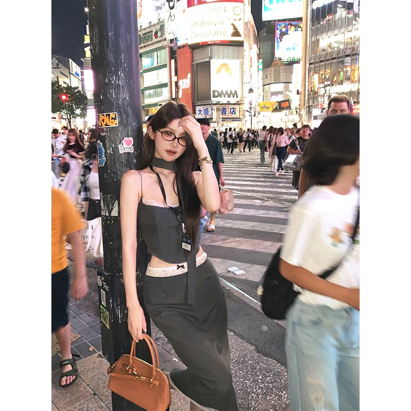 白水女 麻辣教师~气质花边显瘦半身裙女夏季高腰中长裙B40743340