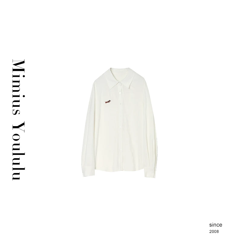 【mimius】游鹿鹿【小腊肠】老钱风设计感刺绣宽松衬衫 F08070
