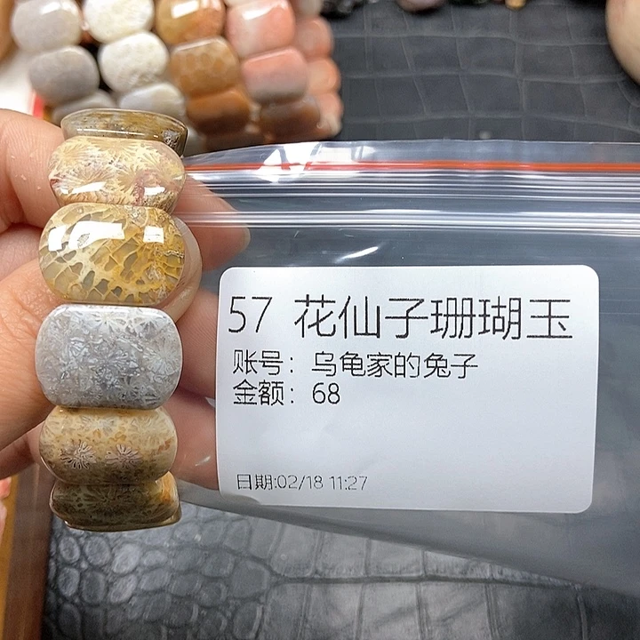 硅化珊瑚（珊瑚玉）手镯未镶嵌乌****子57