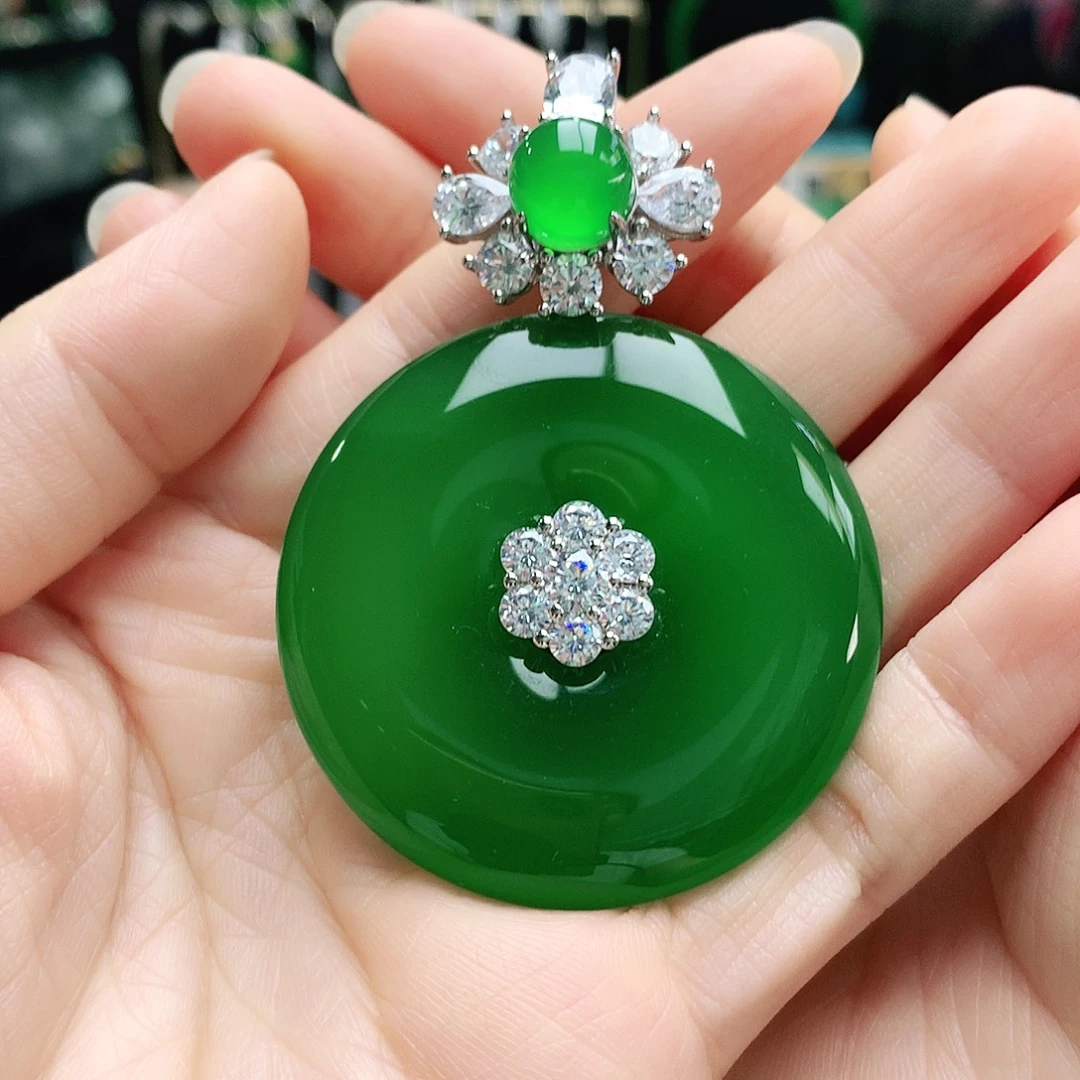 玛瑙/玉髓银S925镶嵌吊坠