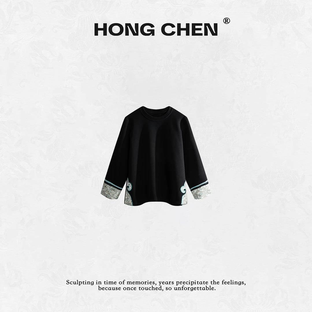【虹辰】高端时尚优雅如意刺绣百搭气质高级感吉祥如意卫衣--HC2170