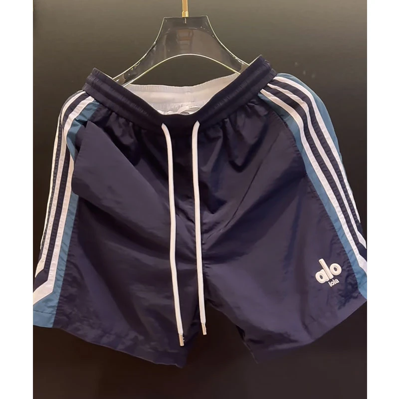 欧货轻奢高定大牌男装裤子2025夏季新款字母刺绣条纹运动休闲短裤