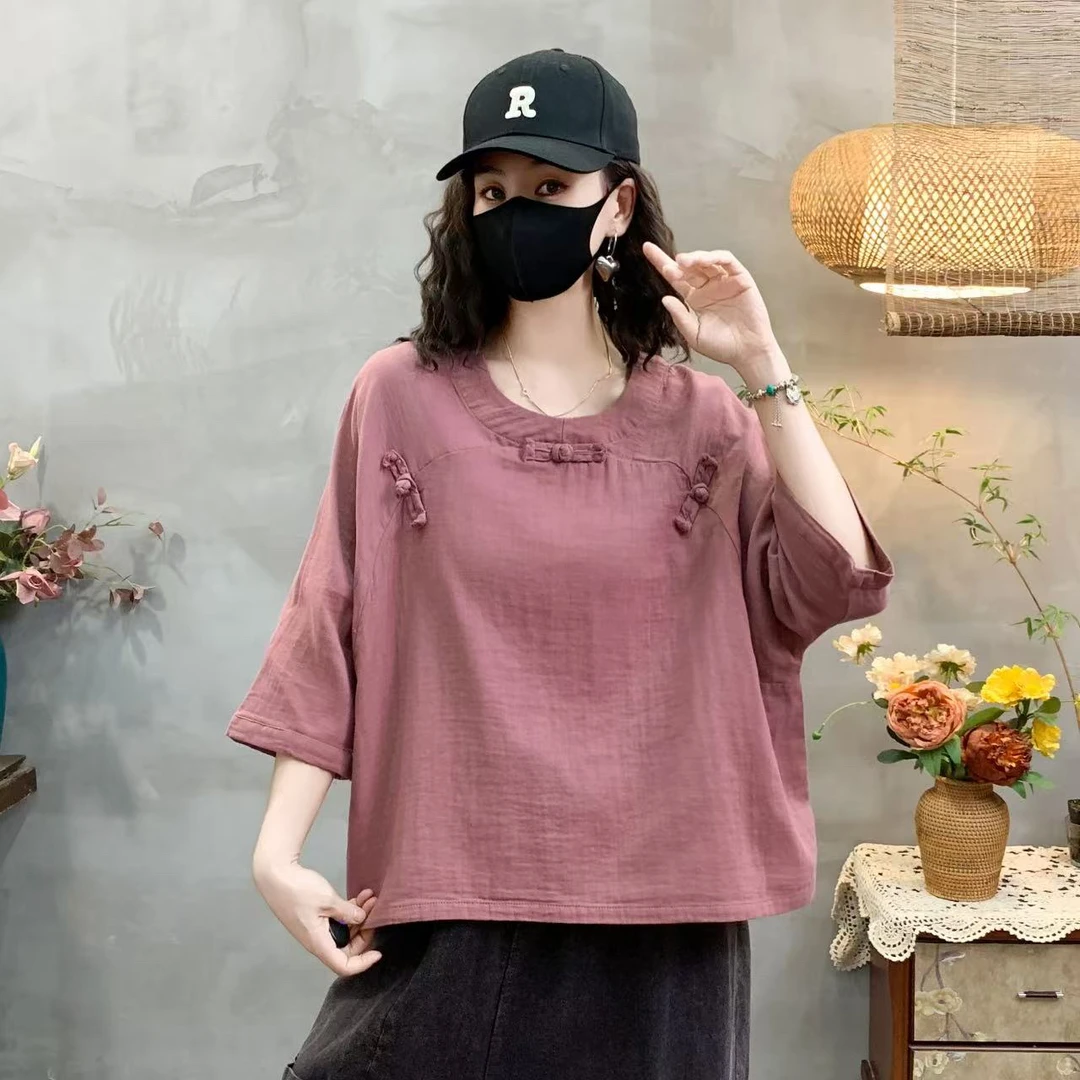 复古盘扣圆领大版上衣