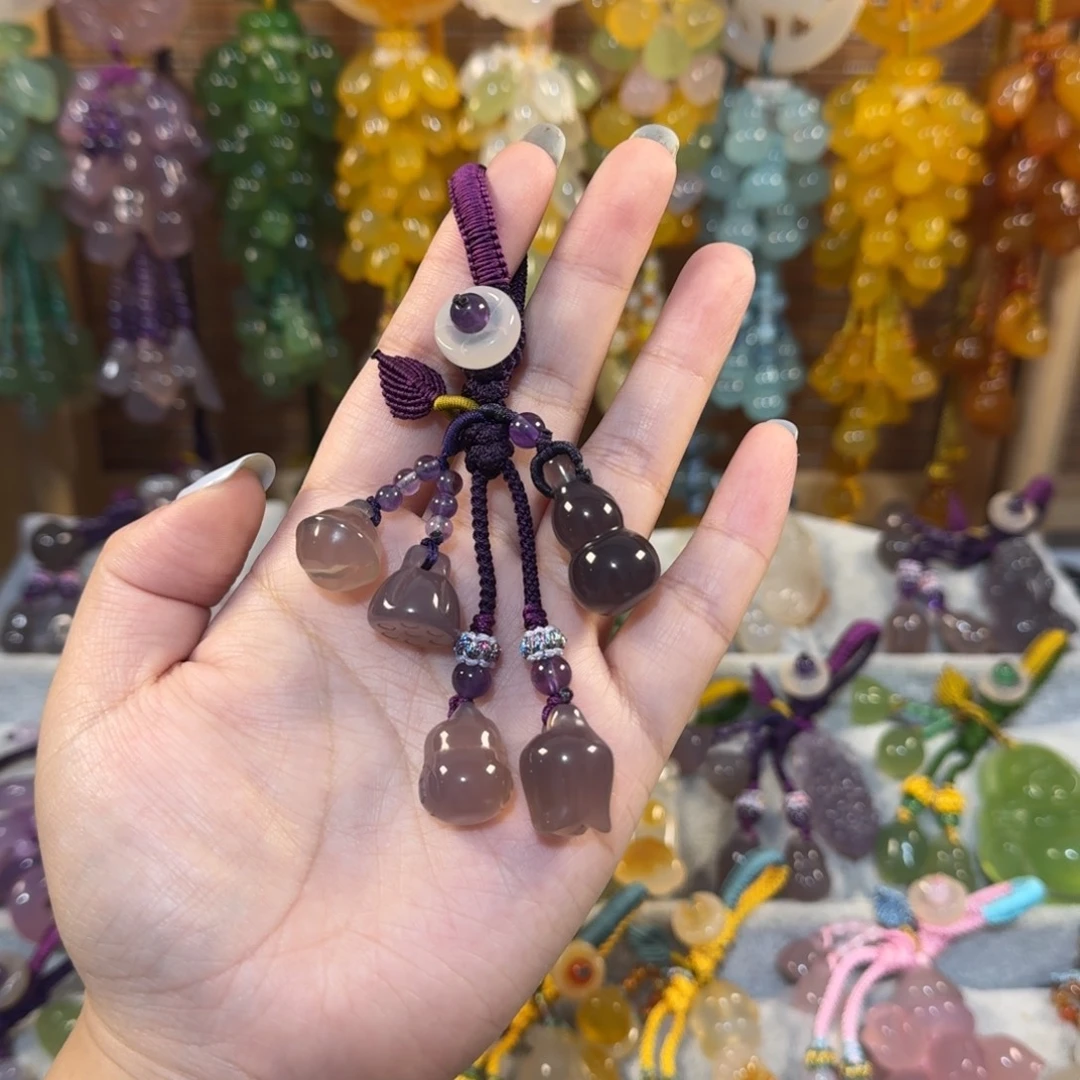 玛瑙/玉髓未镶嵌钥匙挂件