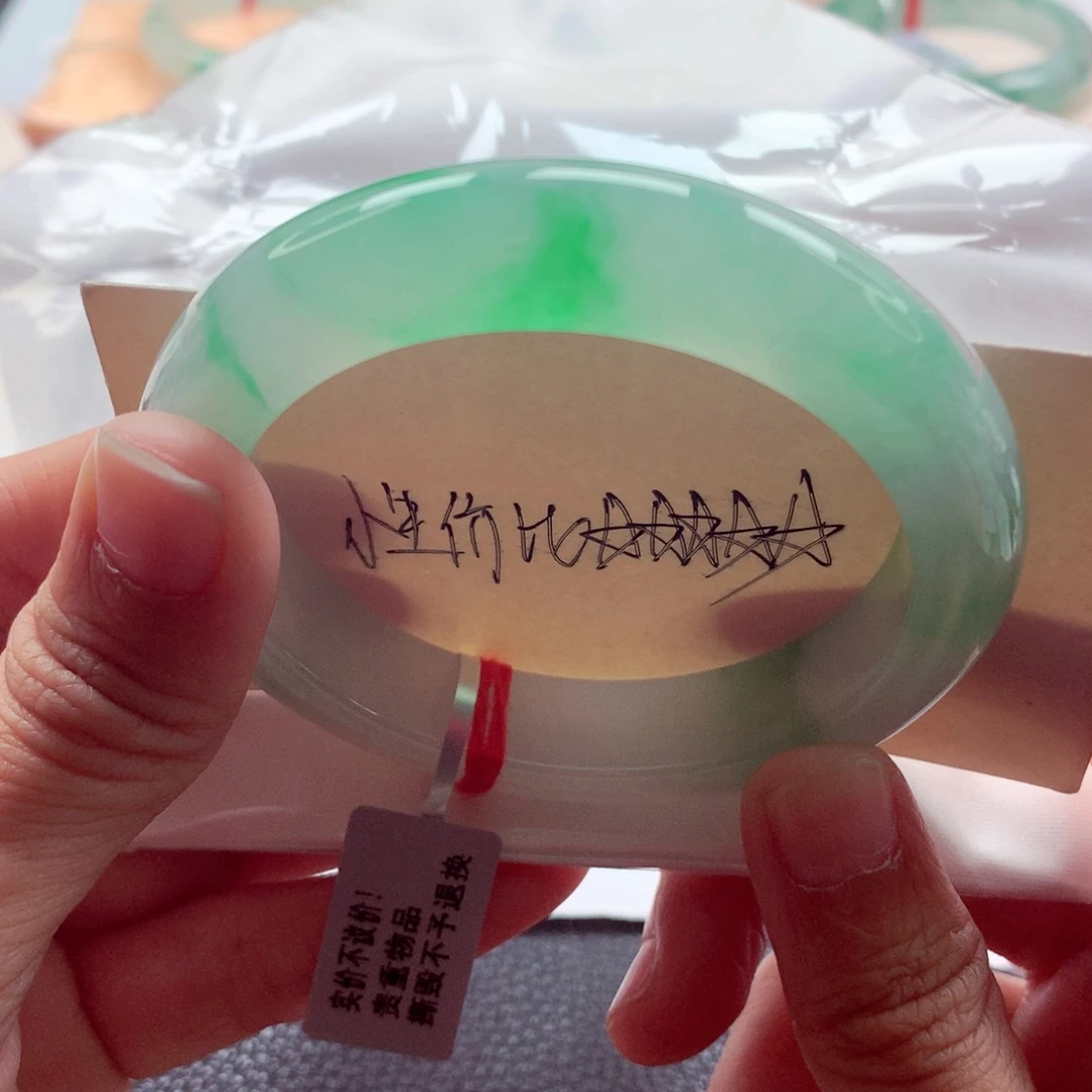 翡翠未镶嵌手镯55冰润起胶阳春白雪完美巨漏价A