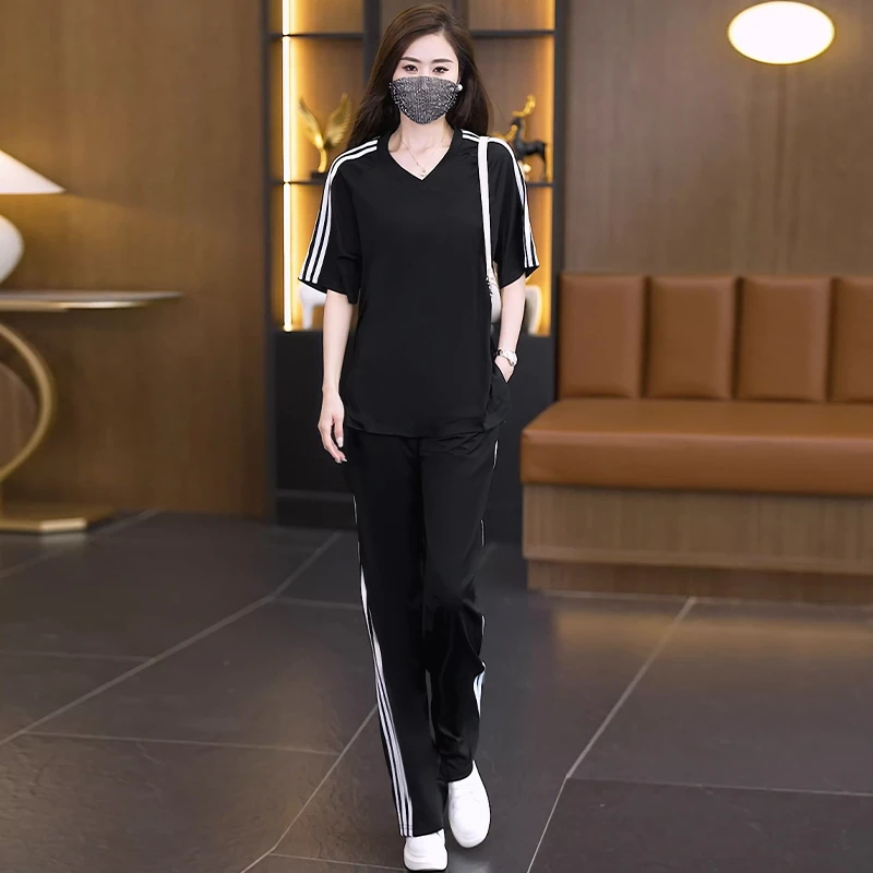 休闲运动服套装女2025夏季新款短袖时尚减龄遮肉显瘦气质两件套女