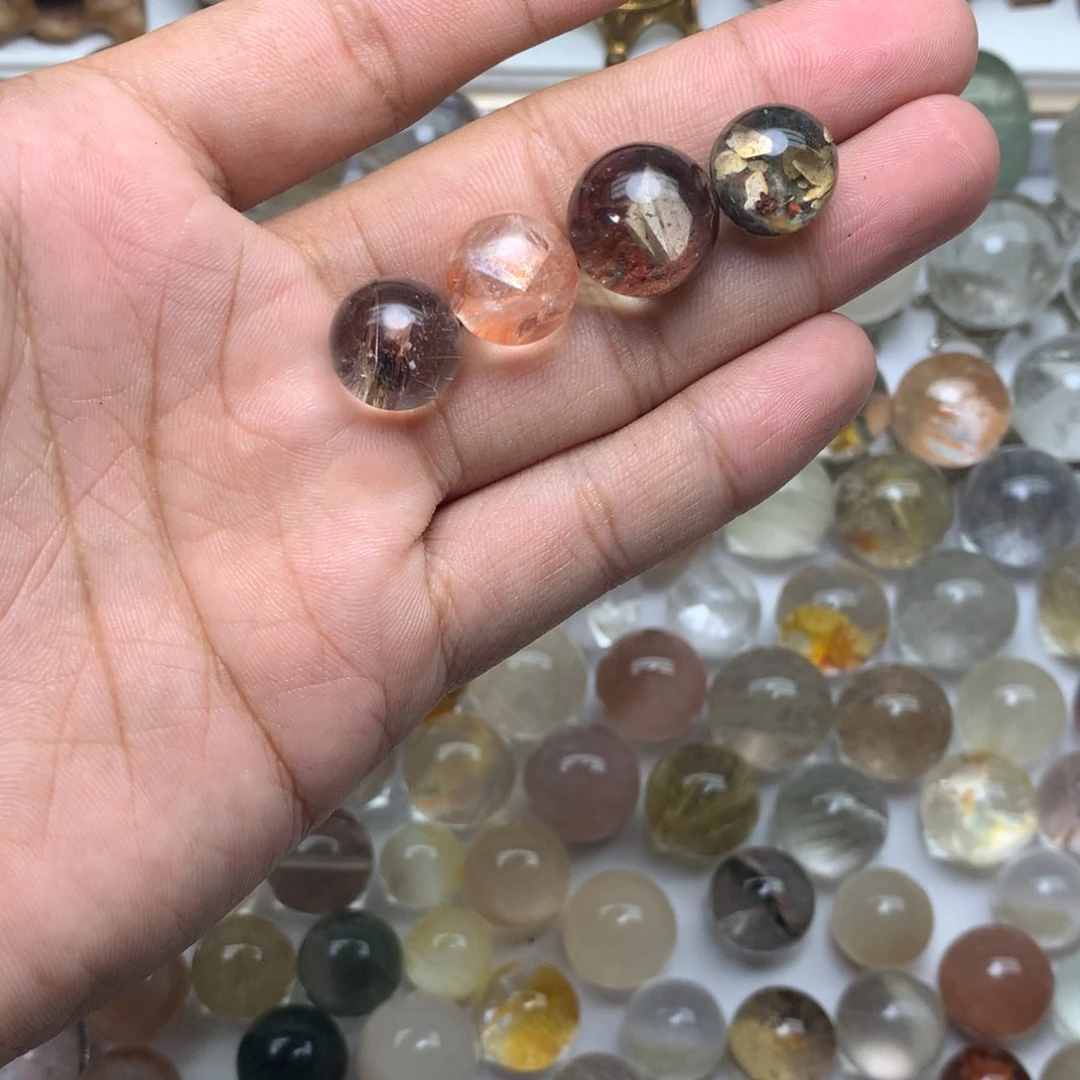 大***说未镶嵌水晶珠宝半成品晶中晶云母片球