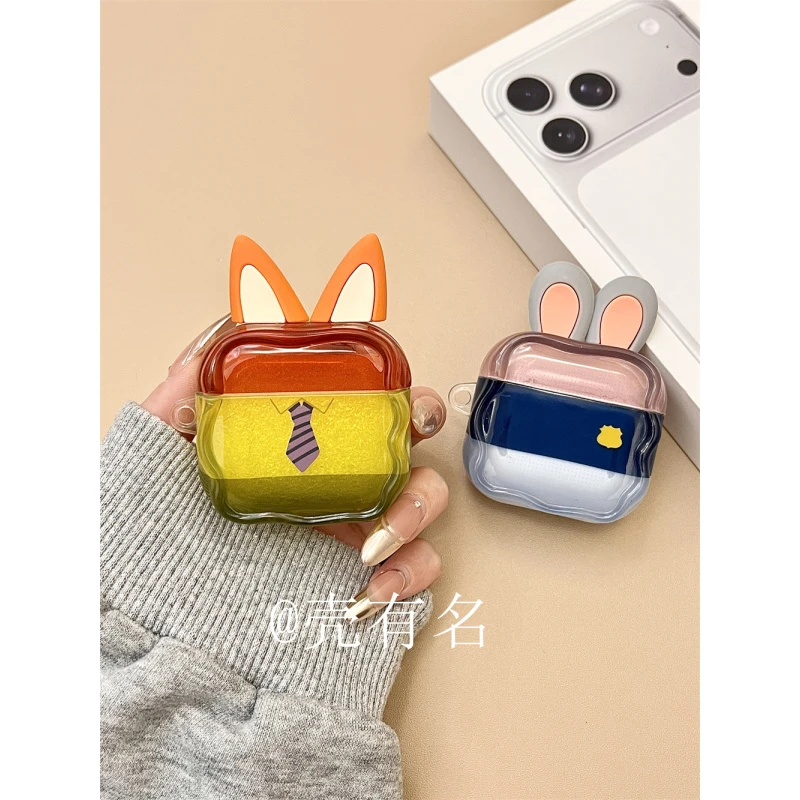 可爱朱迪尼克服饰立体耳朵适用苹果airpods4耳机保护壳套pro3/2代