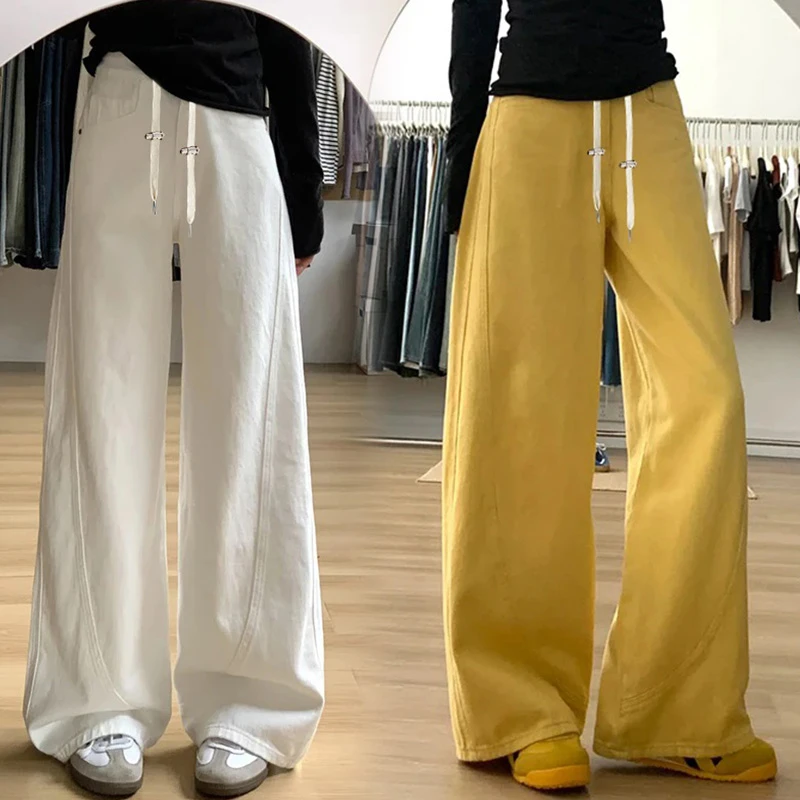 孕妇裤子春秋季外穿2025年新款休闲弯刀裤抽绳阔腿裤慵懒拖地长裤