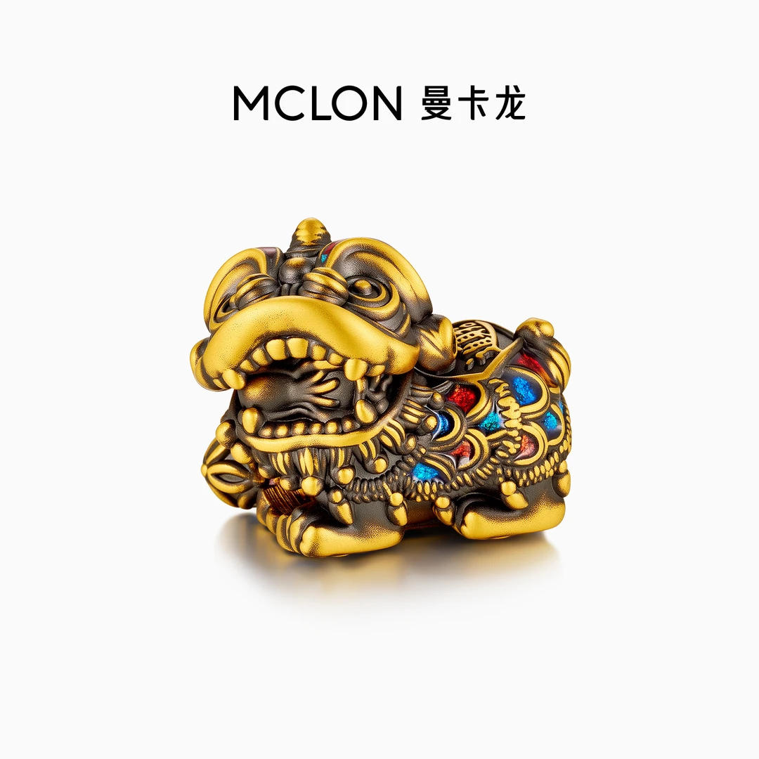 【曼卡龙】黄金足金光耀醒狮黑金转运珠手链手串轻奢珠宝生日礼物