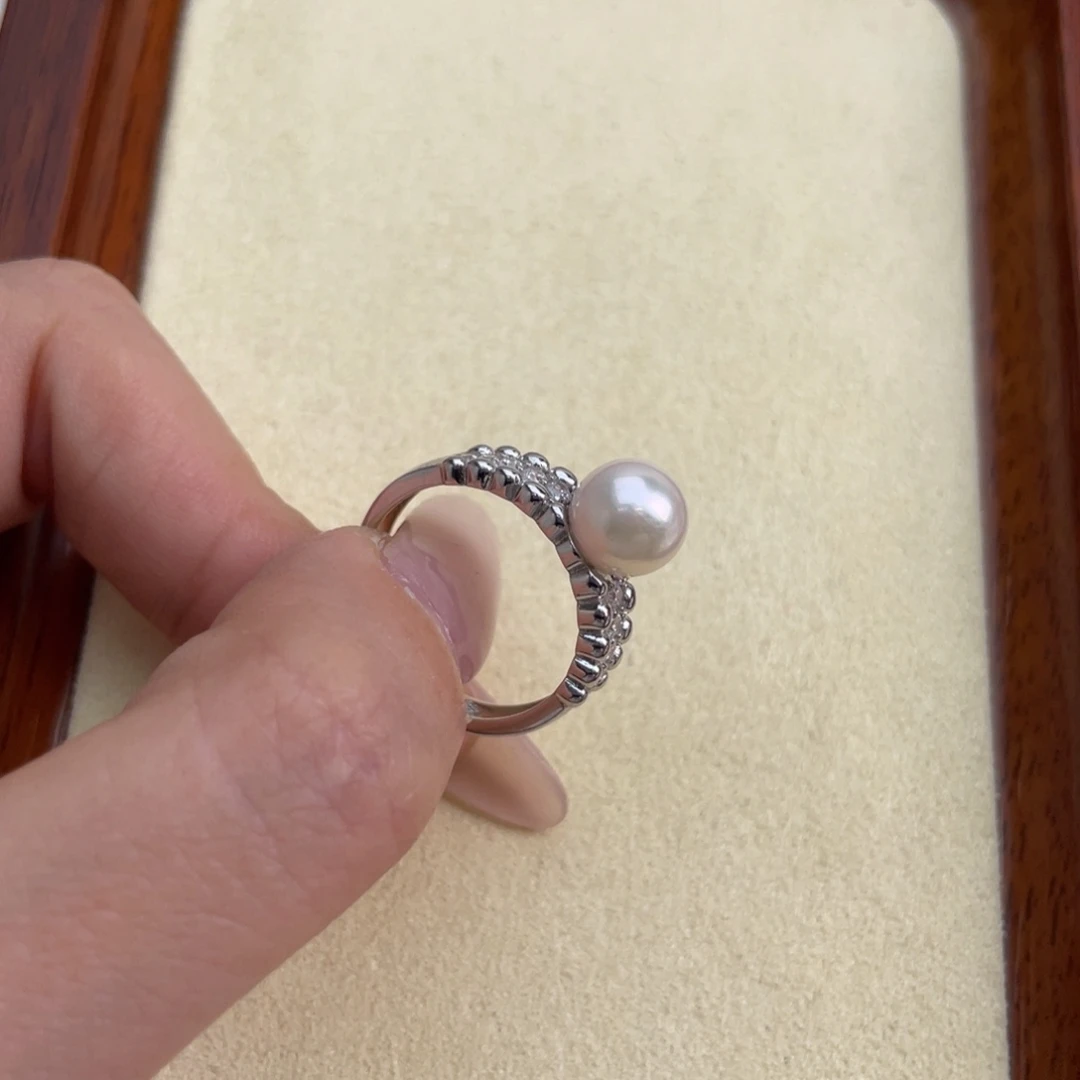 海水珍珠戒指银S925镶嵌