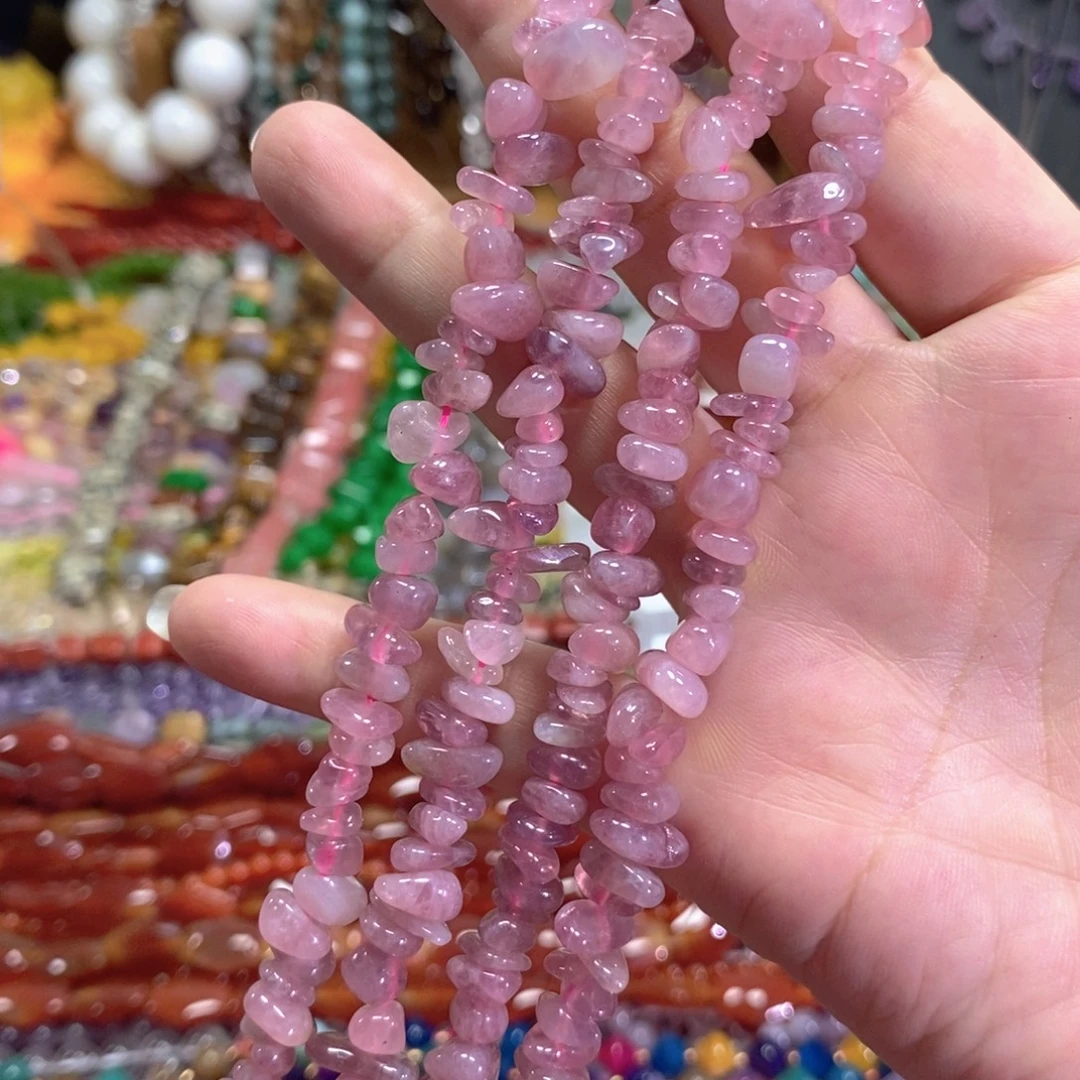 玛瑙/玉髓未镶嵌珠宝半成品紫马粉随型一条