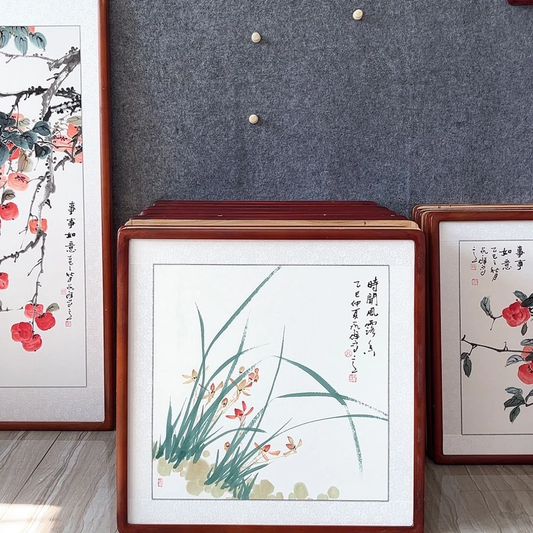 国画书画作品带框63×63