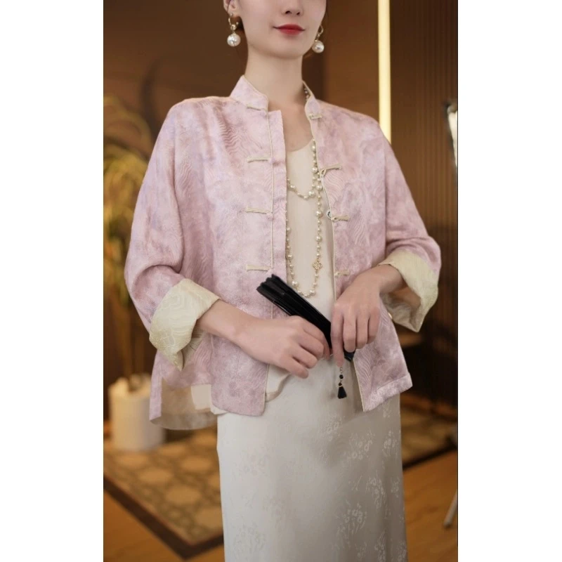 【浪蕊】中式国风江涯海浪纹复古提花新中式国风外套气质时尚薄款女