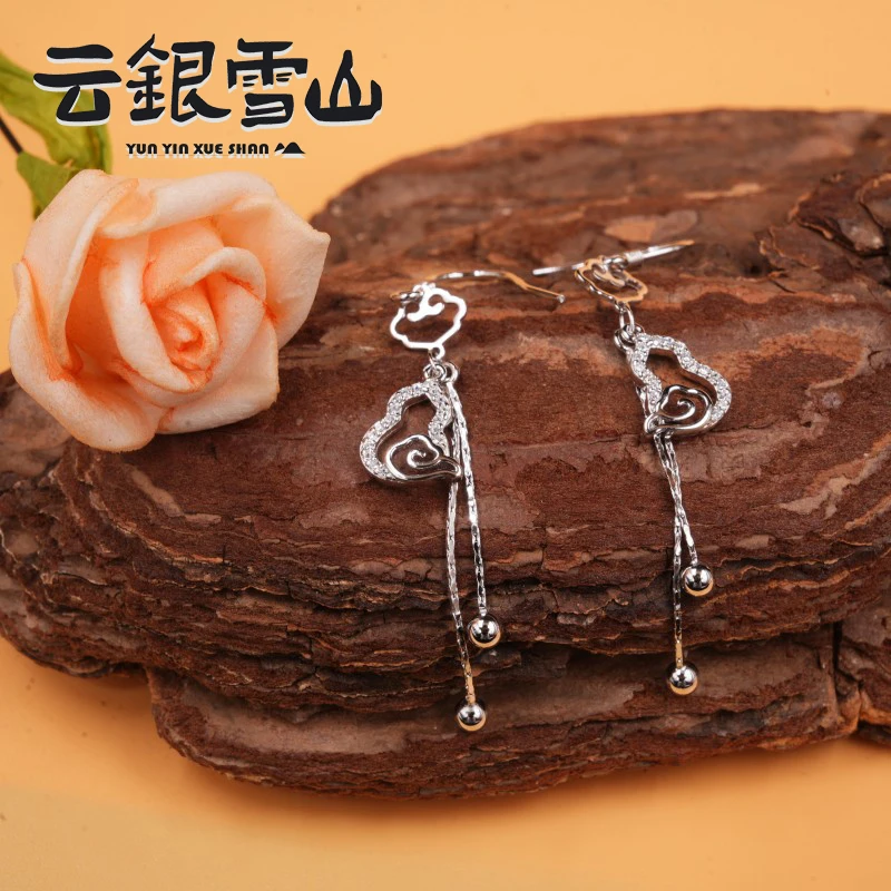 925银耳饰 云银雪山  【福禄祥云耳环】925银气质耳饰 YR19