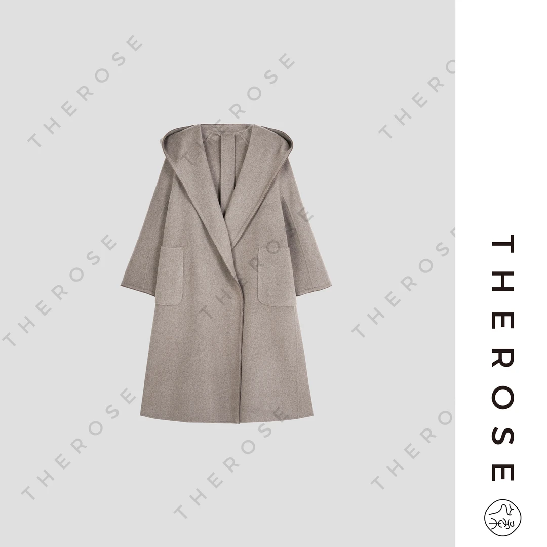 之柔【天才设计师】静奢优雅小山羊绒双面呢大衣秋冬气质连帽外套女