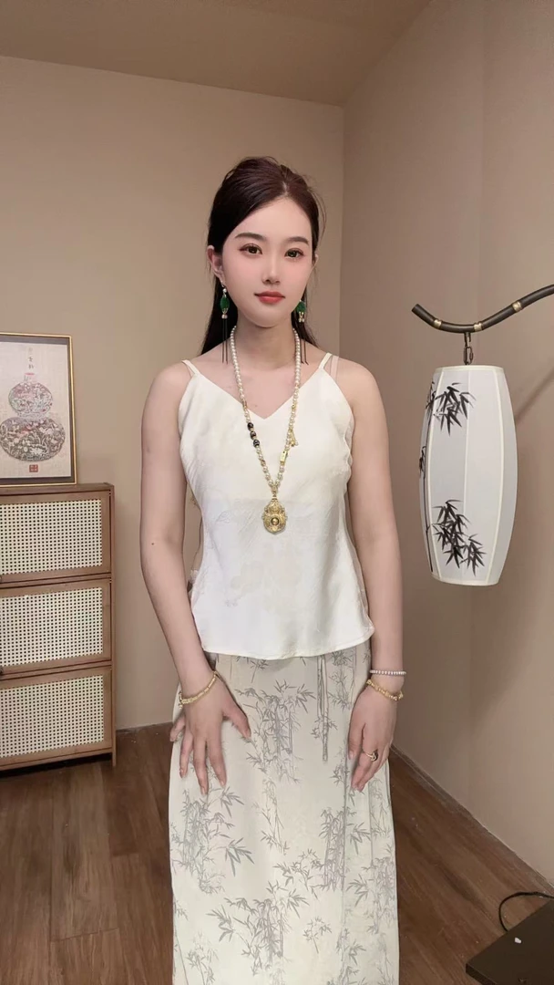 【莨绸】中式新款刻花多色吊带清新内搭清凉舒适丝滑吊带上衣女