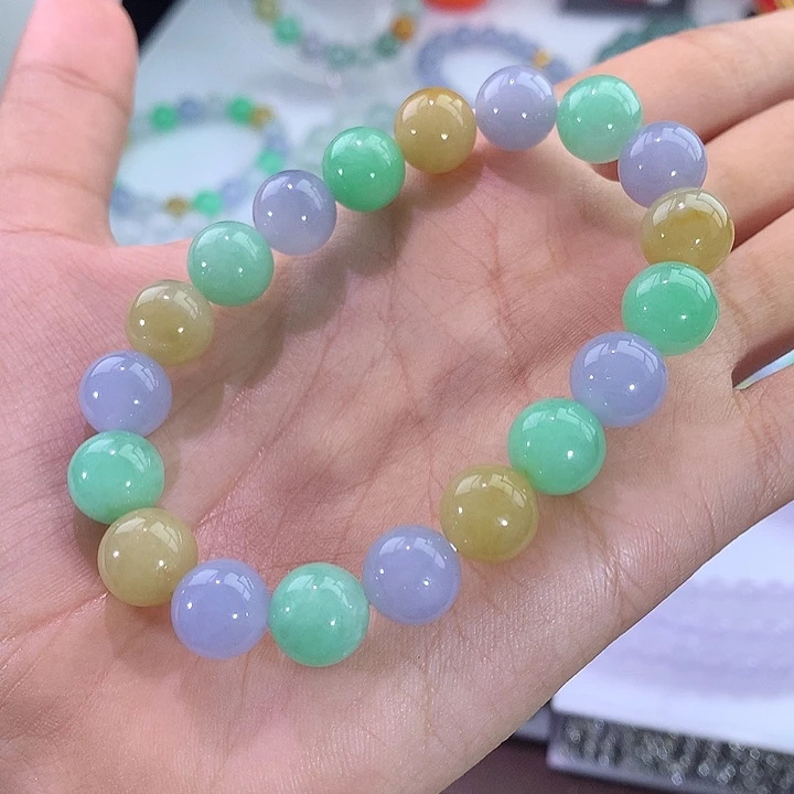 翡翠未镶嵌手链多宝手串