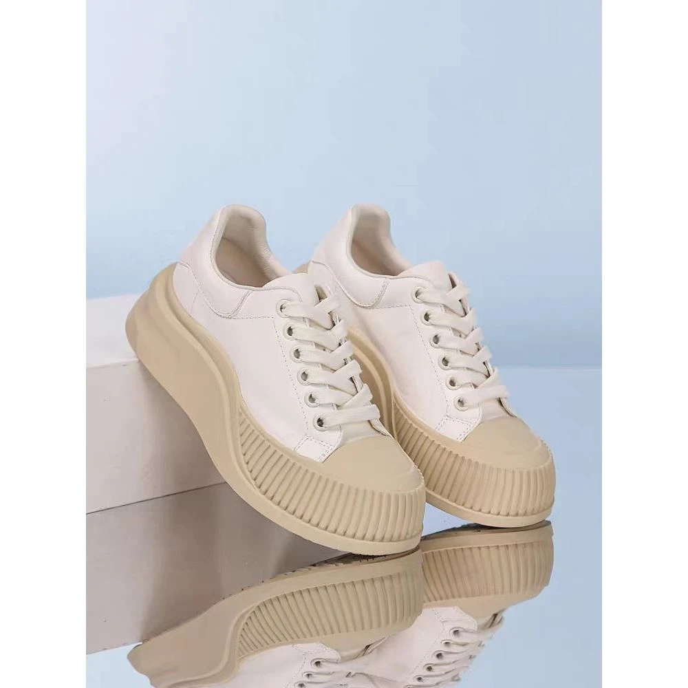 AL-YZF08-7 米白色 时尚圆头系带2025休闲运动鞋女士轻便板鞋