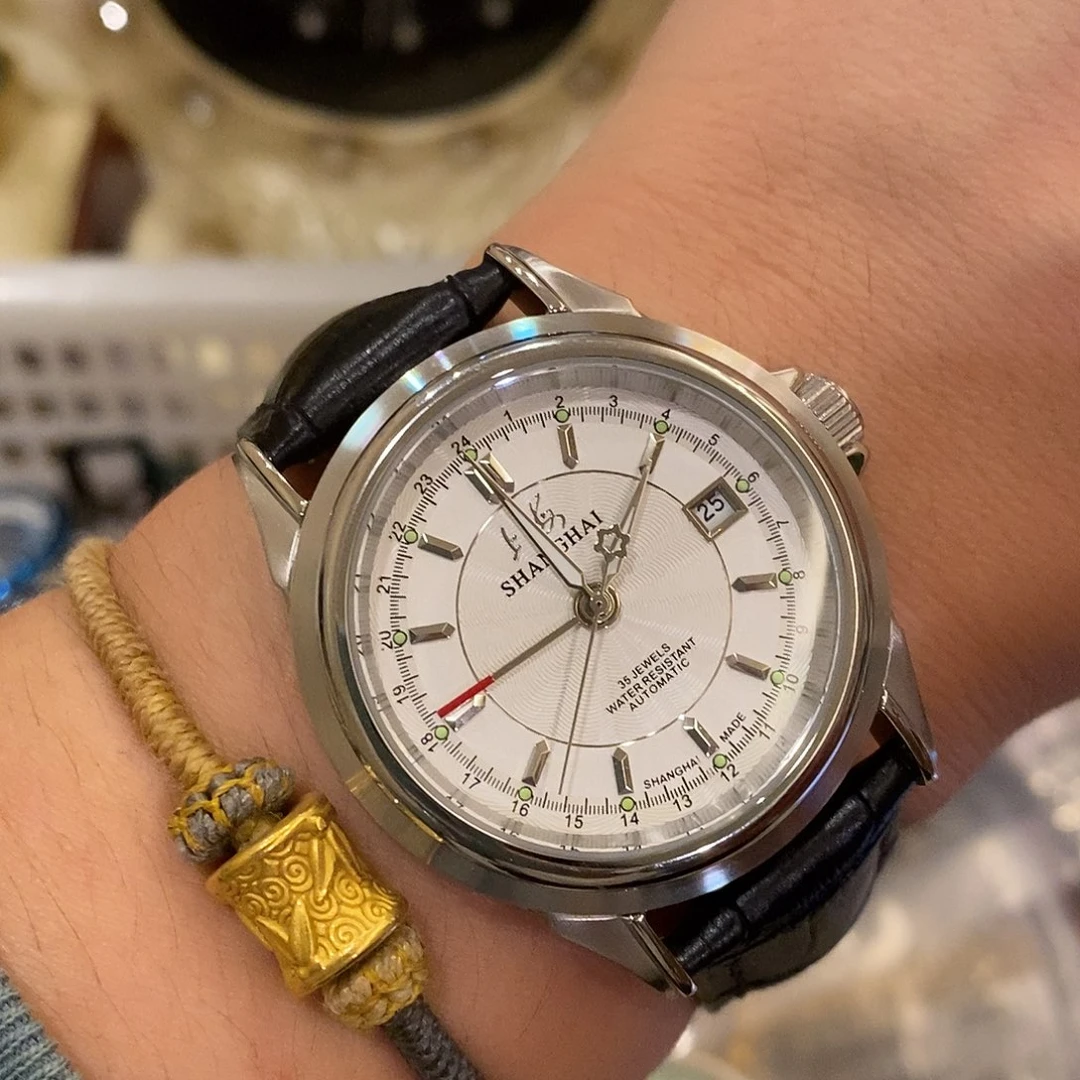 精钢老上海双时区全自动机械表
